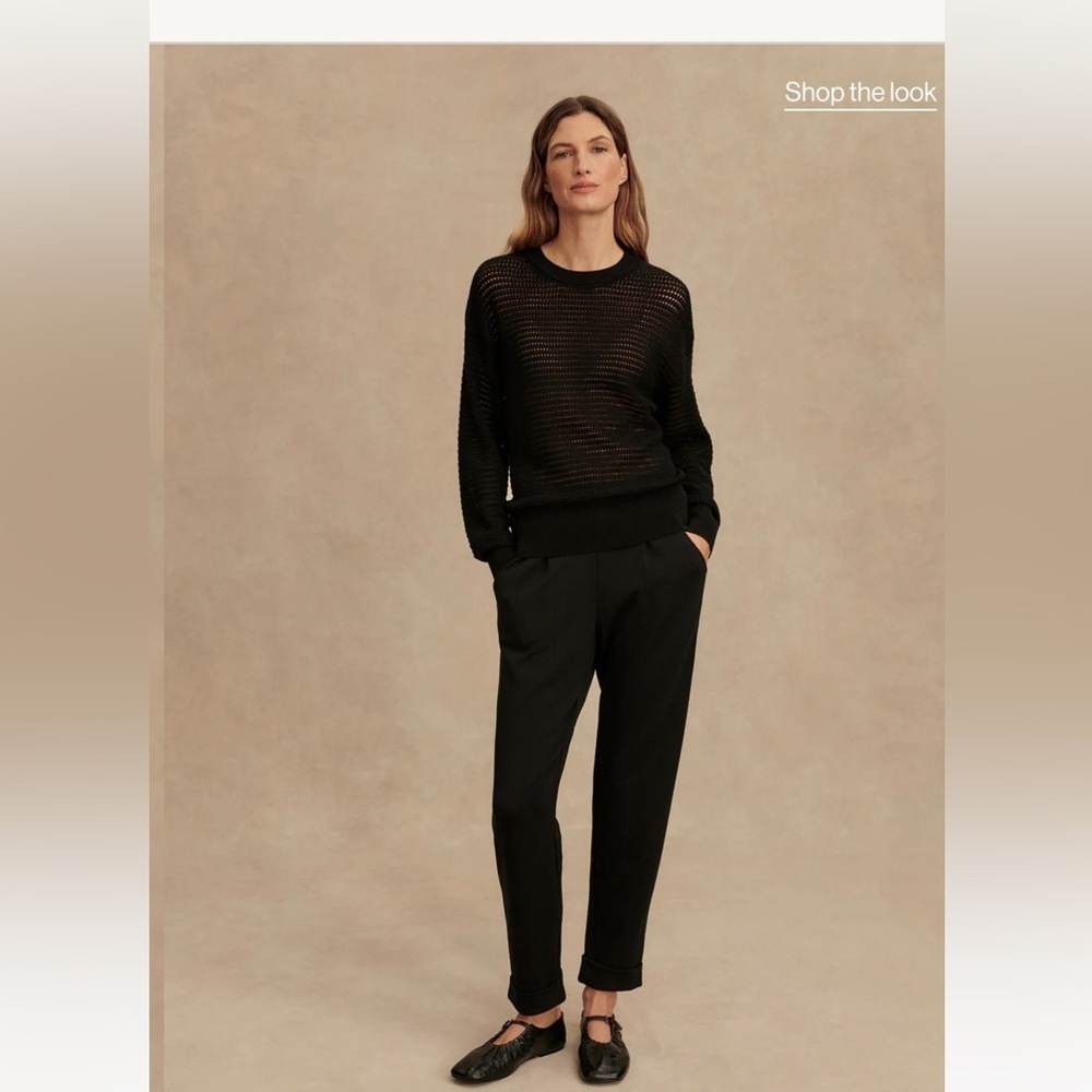 Varley Kershaw sweater open knit Elegant Black Crew Neck Sweater sz sm NWT